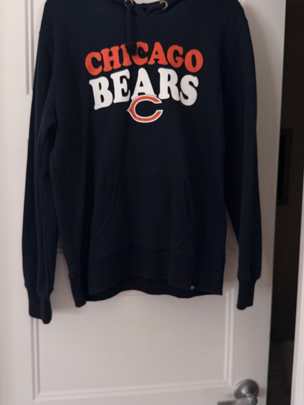 47 Navy Chicago Bears Pullover Hoodie with Orange & White Logo